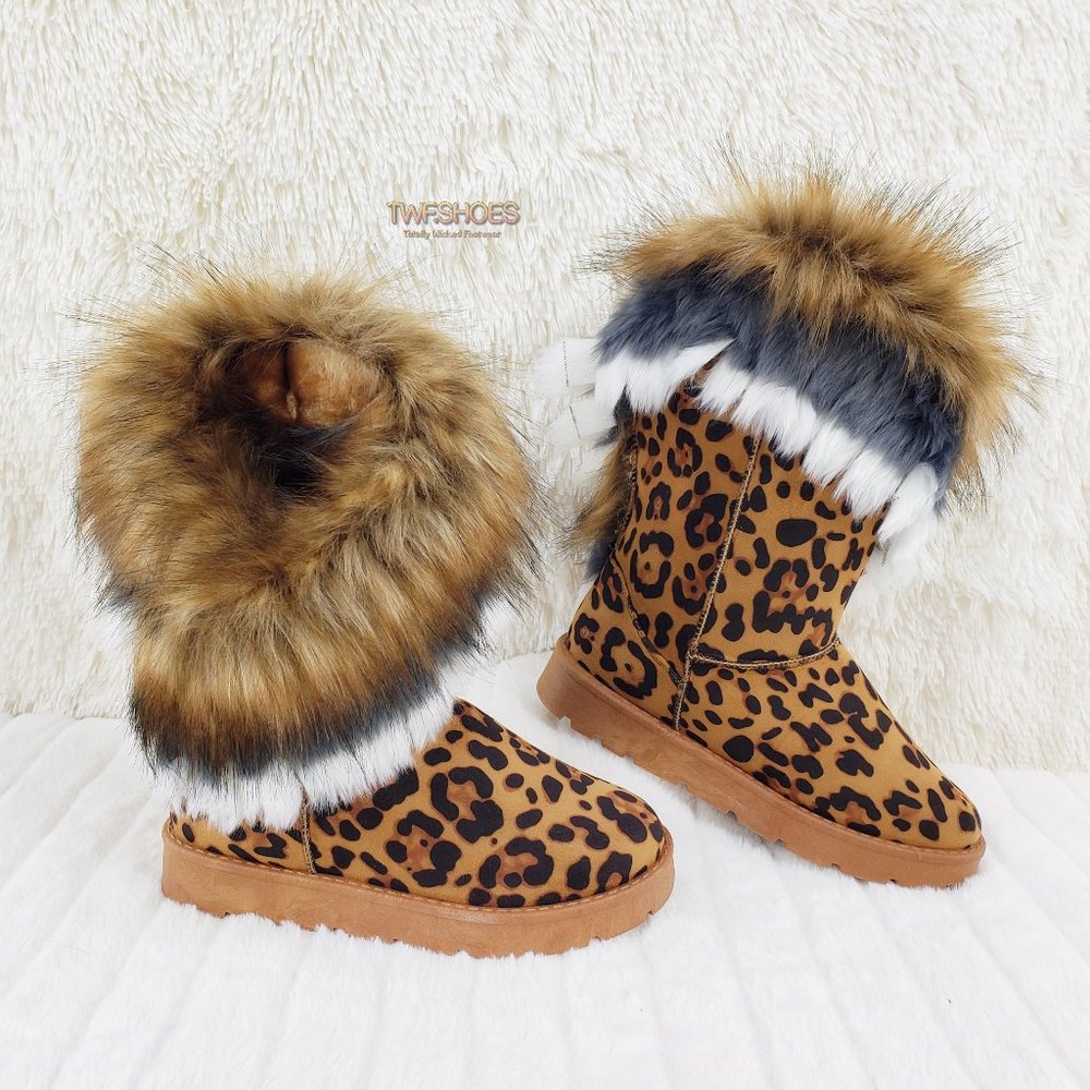 Faux Fur Collar Winter Flat Ankle Boots